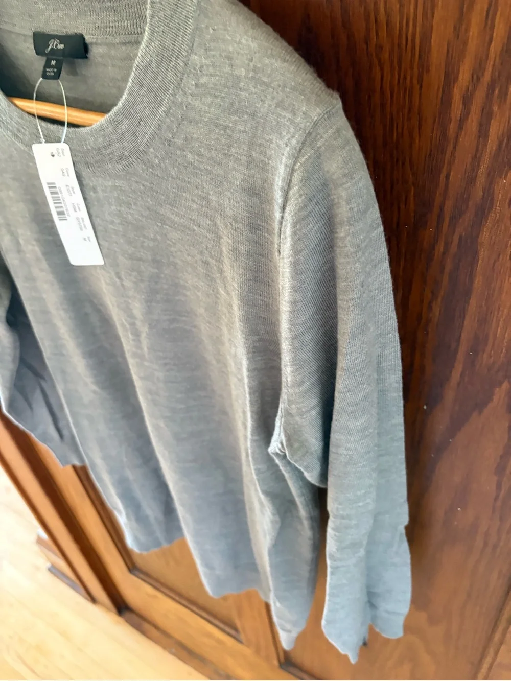 NWT J.Crew Sweater Mens Medium Gray 100% Merino Wool Crewneck Knit Pullover